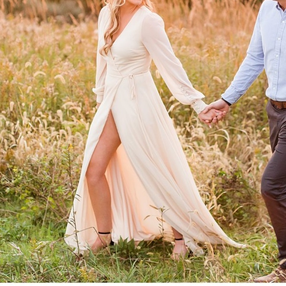 Lulus My Whole Heart Cream Long Sleeve Maxi Dress